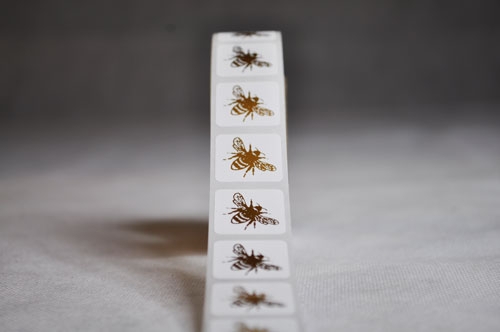 Foil Blocked Labels On Plain White: